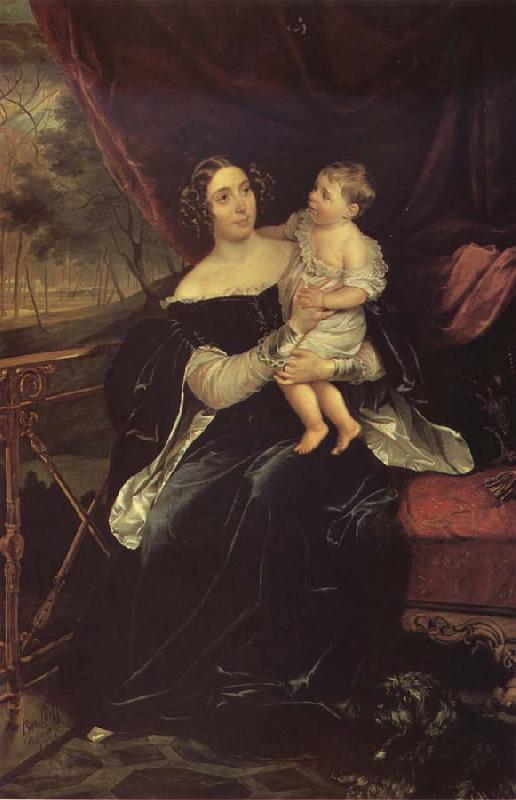 Karl Briullov Portrait of Olga davydova with Her Daughter Natalia France oil painting art